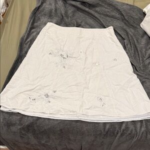 Cato Women's White Embroidered A-Line Skirt